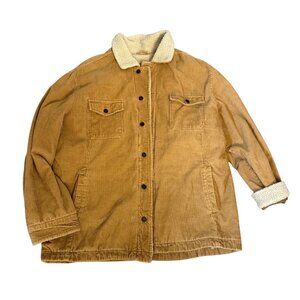 Vtg Gap Tan Corduroy Sherpa Trucker Coat Jacket XL Pockets Warm Workwear 90s y2k